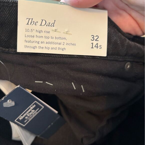NWT Abercrombie & Fitch the dad high rise black jeans with cross over fly - Picture 7 of 9